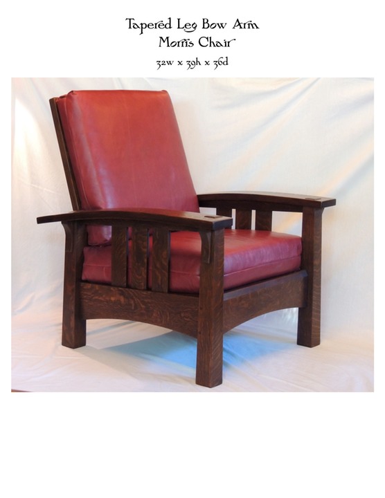 Tapered Leg Bow Arm  Morris Chair 